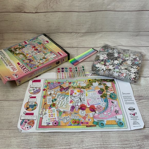 DIY Jumbo Puzzle Design Kit Markers Gems 1,000 Piece Color Craft Puzzle 27x20" - Picture 2 of 12